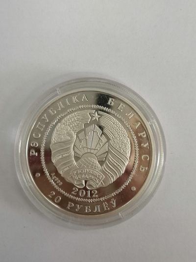 康怡轩钱币【图瓦卢+匈牙利+加拿大+白俄罗斯 纪念币专场】第251006期  2012年白俄罗斯发行野牛20卢布镶水晶精制纪念银币（1头）裸币+证书