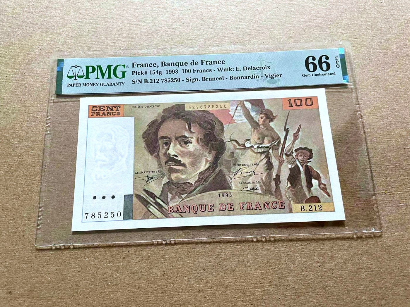 【Blue Auction】✨世界纸币精拍第427期【精】  法国 1993年100法郎PMG66EPQ 自由引导人民