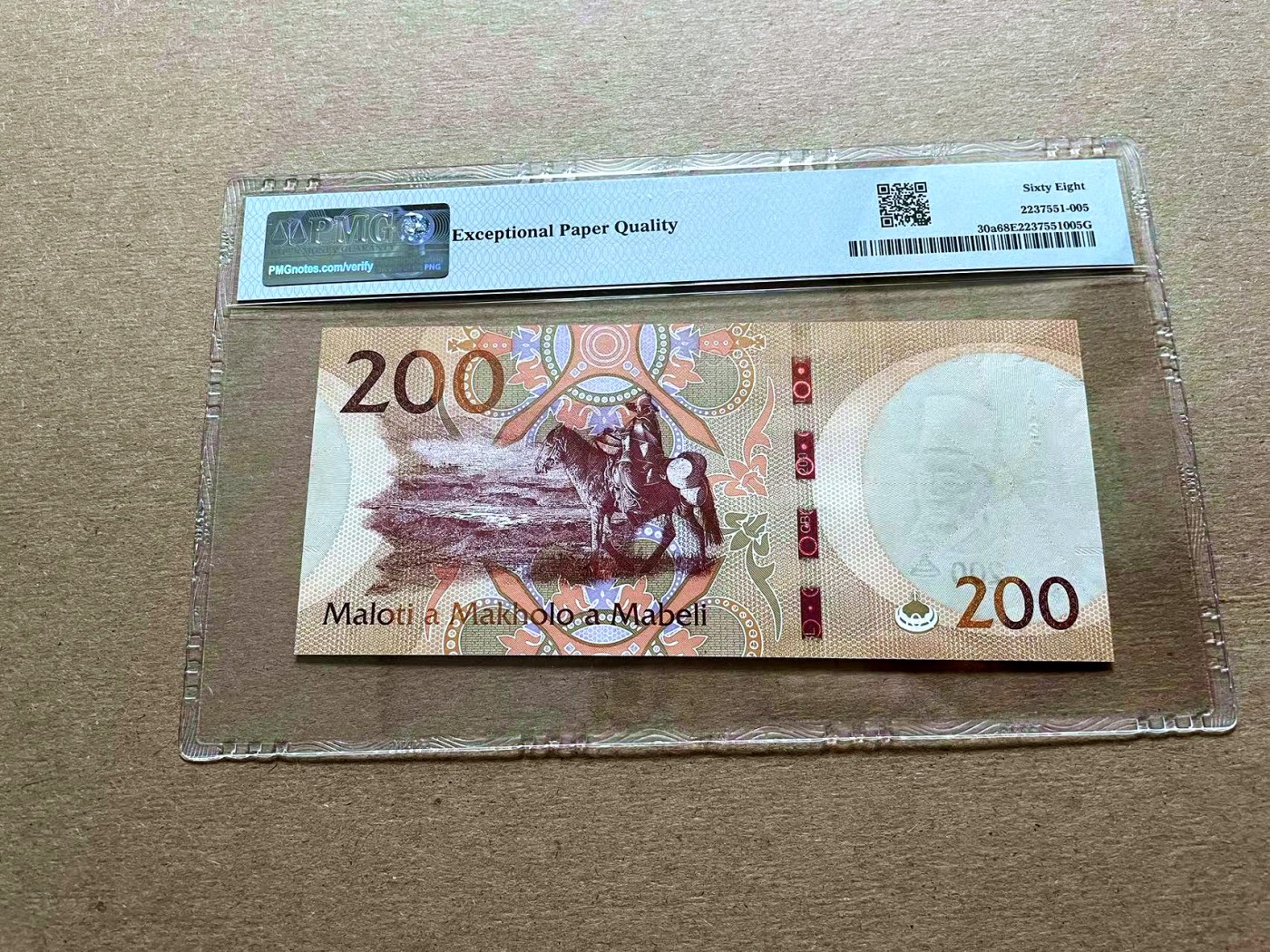 【Blue Auction】✨世界纸币精拍第427期【精】  【AA冠唯一冠军分】莱索托 2021年200马洛提 PMG68EPQ 超高分