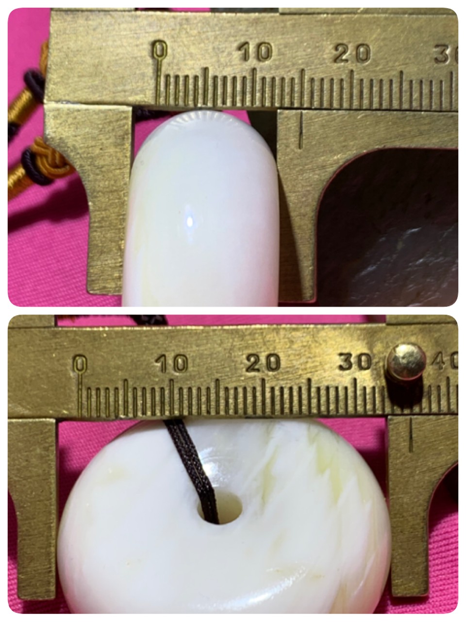 天然深海奶飘黄白贝化玉面包圈平安扣一个