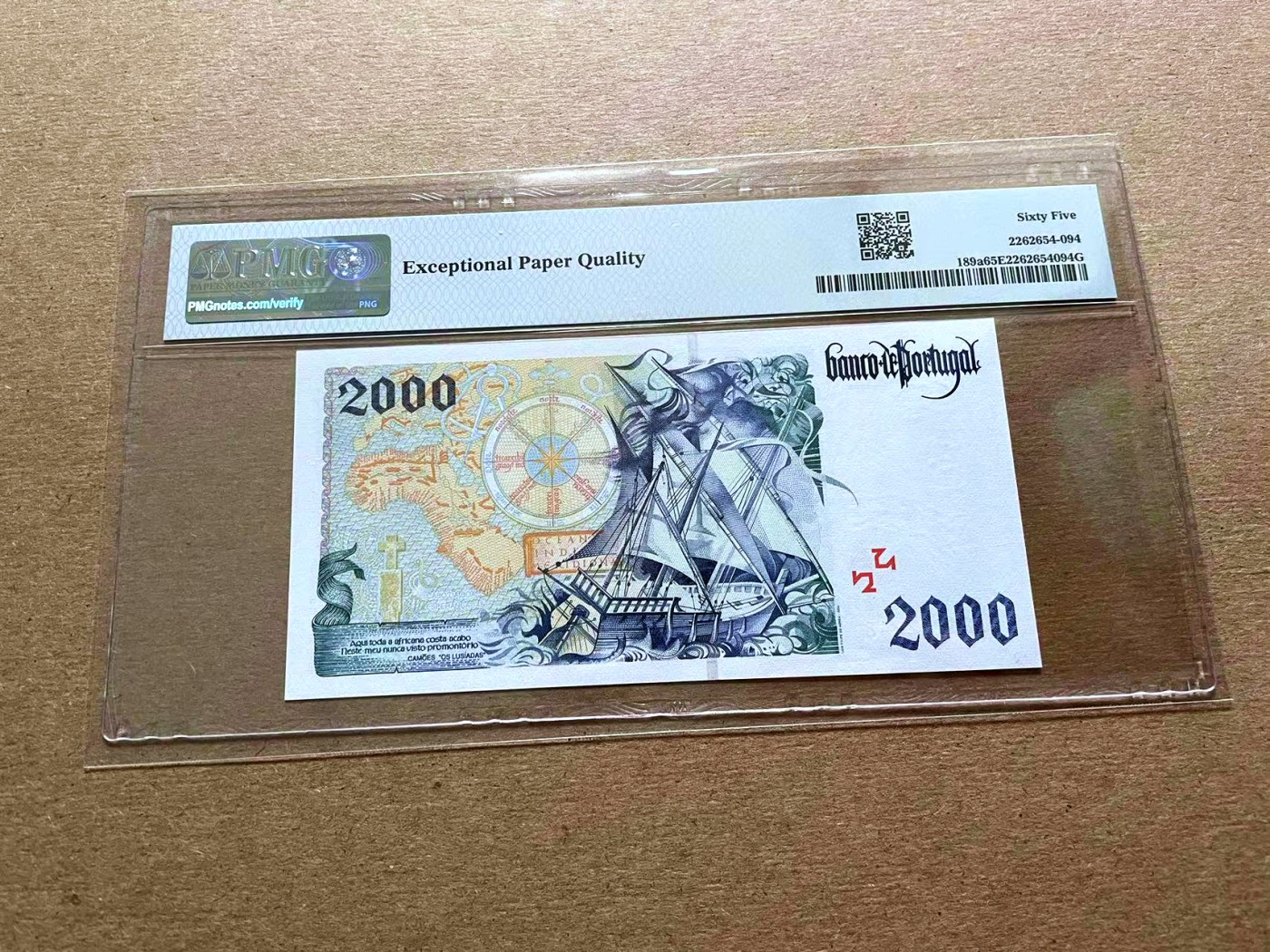 【Blue Auction】✨世界纸币精拍第427期【精】  【初版 a1签名非常少见】葡萄牙 1995年2000埃斯库多 PMG65EPQ 