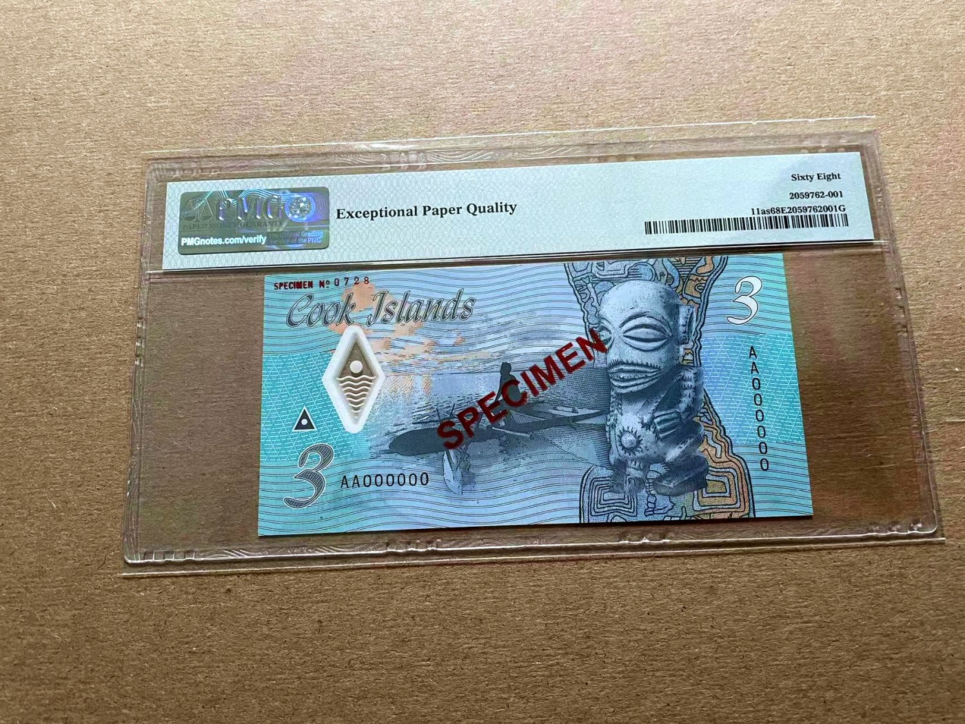 【Blue Auction】✨世界纸币精拍第427期【精】  【样钞】库克群岛 2021年3元 PMG68EPQ 高分