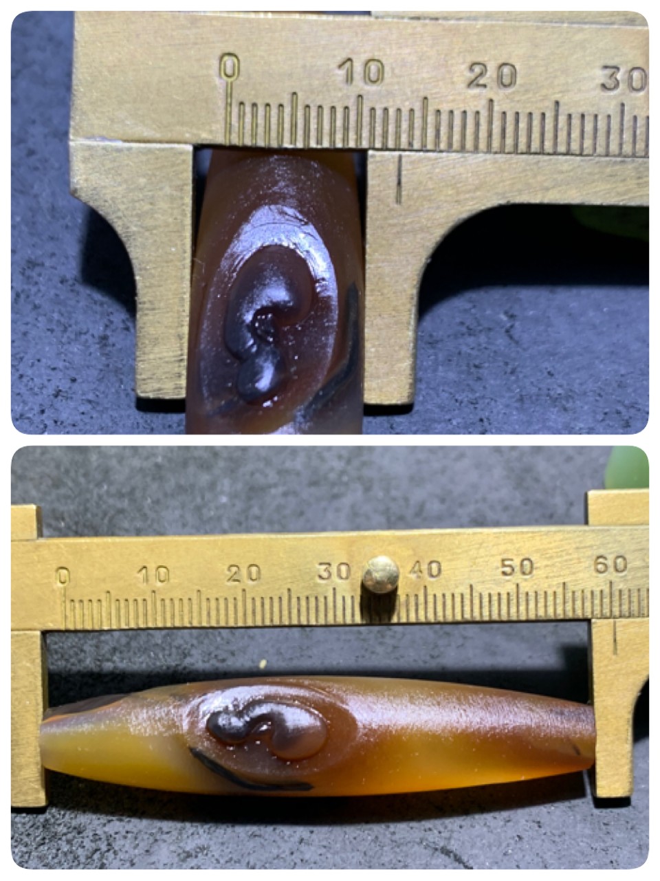 精美亚光高玉化巴西玛瑙手工俏色巧雕无相佛，回纹桶珠一个！