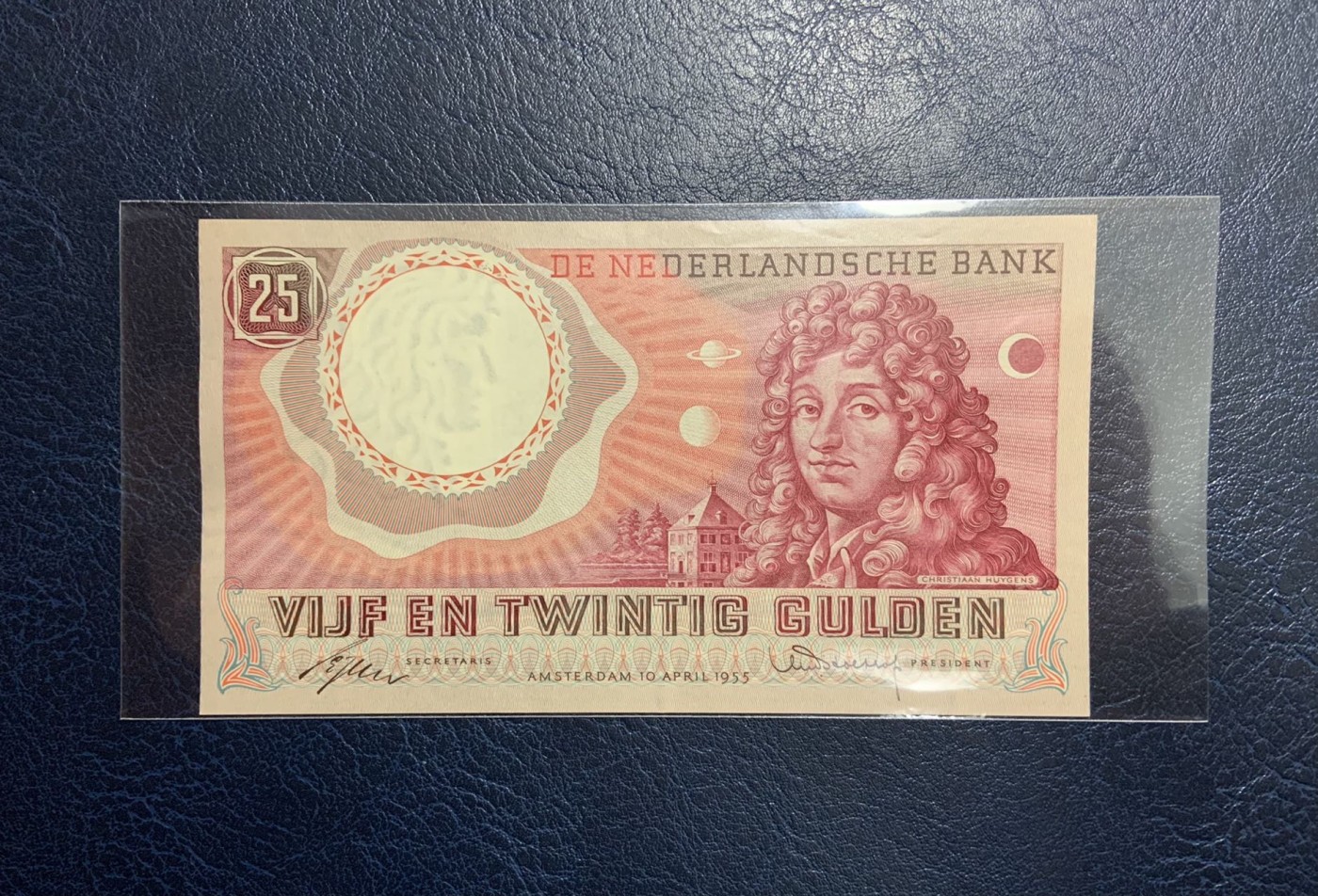 收藏联盟Quantum Auction 第321期拍卖  荷兰1955年25盾 品相UNC- 天文学家惠更斯
