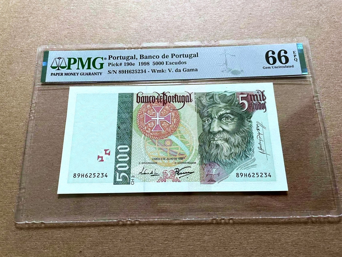 【Blue Auction】✨世界纸币精拍第427期【精】  葡萄牙 1998年5000埃斯库多 PMG66EPQ 