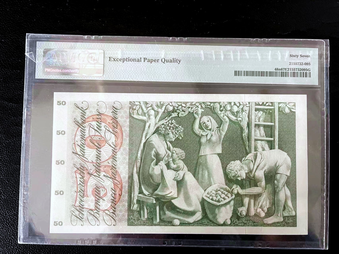 【Blue Auction】✨世界纸币精拍第427期【精】  瑞士 1974年50法郎 PMG67EPQ 苹果园