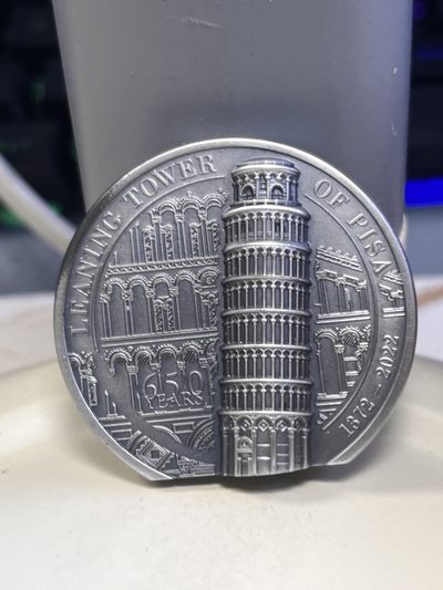 【海寕潮】拍卖第九十九期【年前狂欢节最后一场】 - 【海寧潮C】库克2022年比萨斜塔650 周年仿古3D立体2盎司银币(国外售价250美金左右）