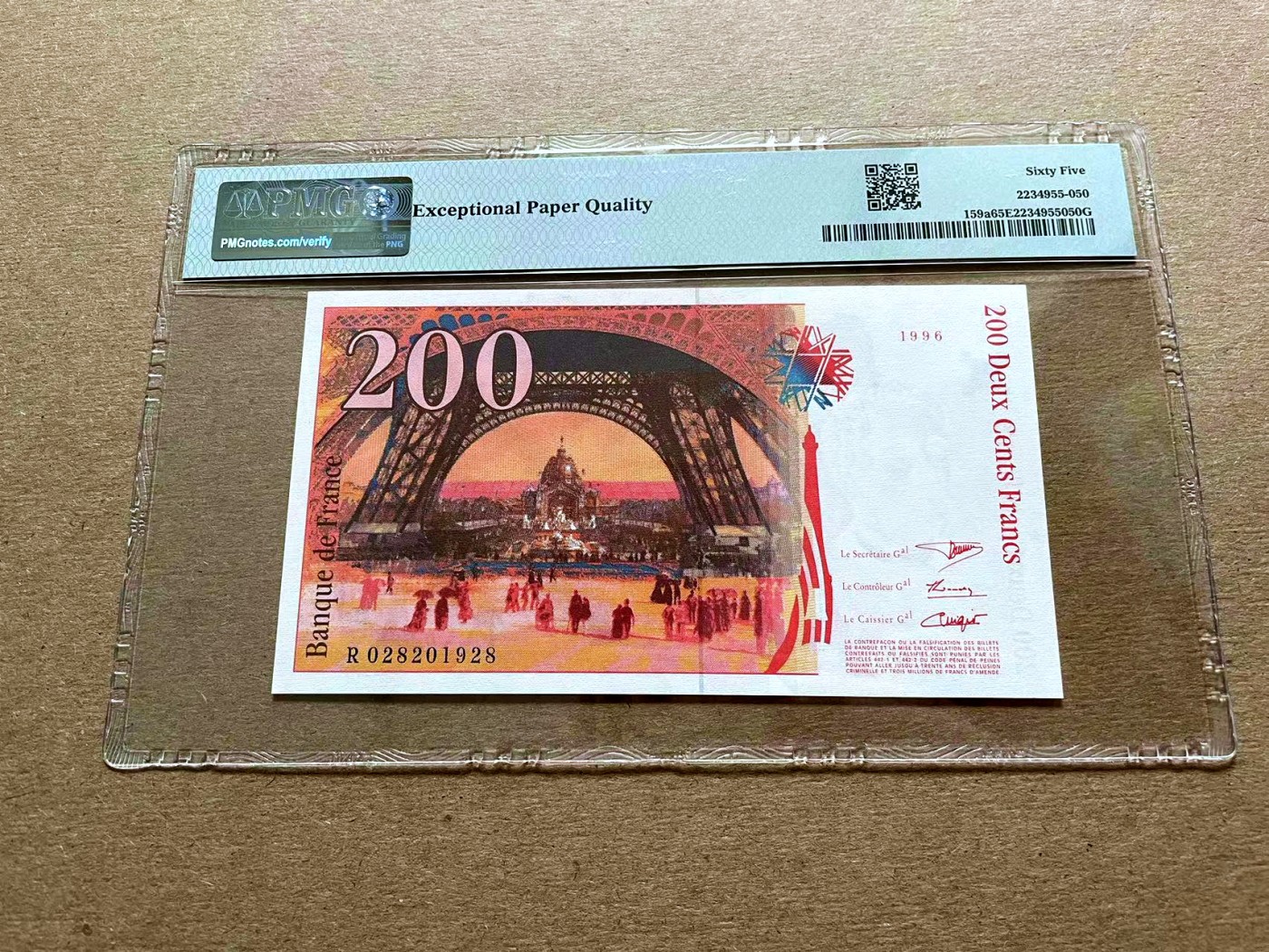 【Blue Auction】✨世界纸币精拍第427期【精】  【无47】法国 1995-96年200法郎 PMG65EPQ 