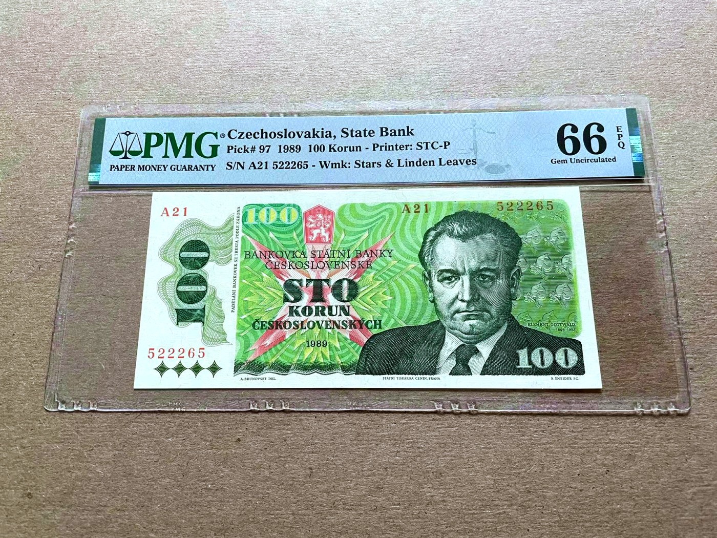 【Blue Auction】✨世界纸币精拍第427期【精】  【无47】捷斯 1989年100克朗 PMG66EPQ 