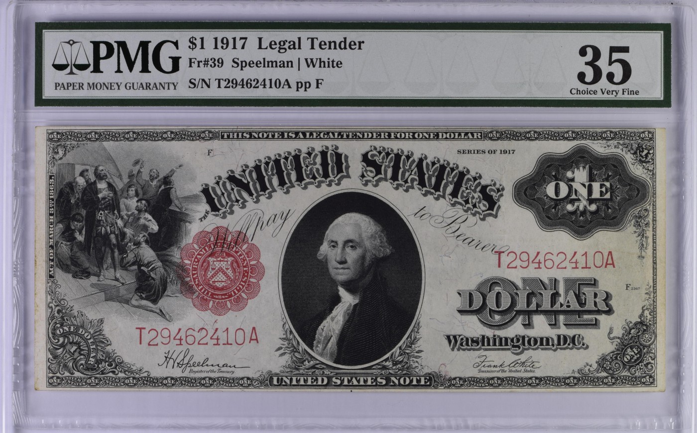 收藏联盟Quantum Auction 第321期拍卖  美国1917年政府券1元 PMG35 大票幅 老美元