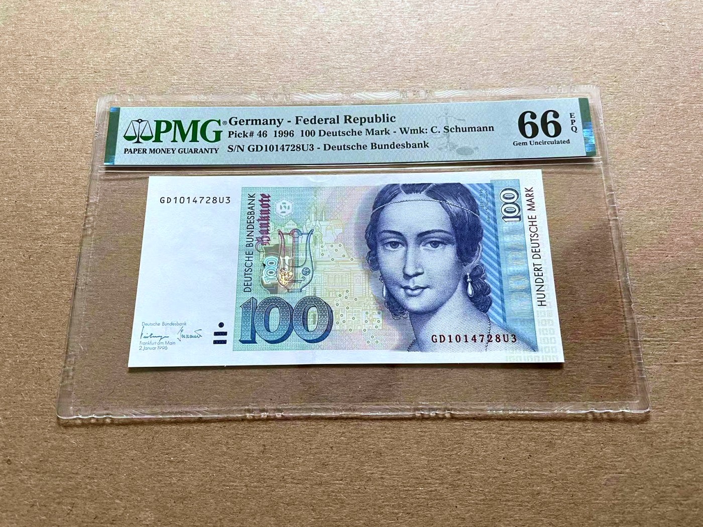 【Blue Auction】✨世界纸币精拍第427期【精】  德国 1996年100马克 克拉拉 PMG66EPQ 