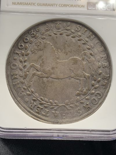 《竞宝斋》第239场-周日，周一 年终拍场 (全场包邮) NGC AU 德国 布伦瑞克 1663年 飞马泰勒 早期大马 胖嘟嘟的 马脸无磨损 全深打 底光也漂亮