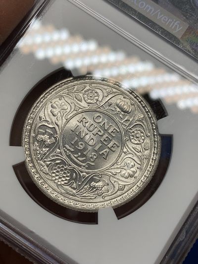 《竞宝斋》第239场-周日，周一 年终拍场 (全场包邮) NGC UNCD 英属印度 1918年 C版 乔五 1卢比银币