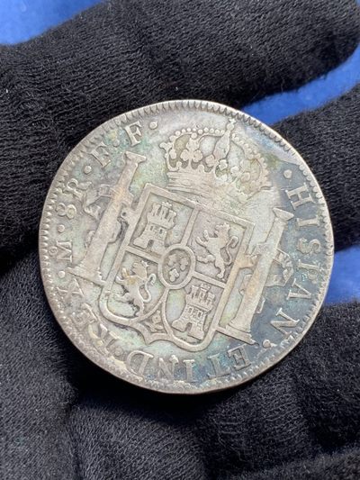 《竞宝斋》第239场-周日，周一 年终拍场 (全场包邮) 西属墨西哥1783年卡洛斯三世双柱8R FF 原状态绿锈 细节见图