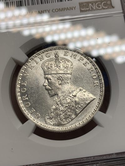 《竞宝斋》第239场-周日，周一 年终拍场 (全场包邮) NGC UNCD 英属印度 1918年 C版 乔五 1卢比银币