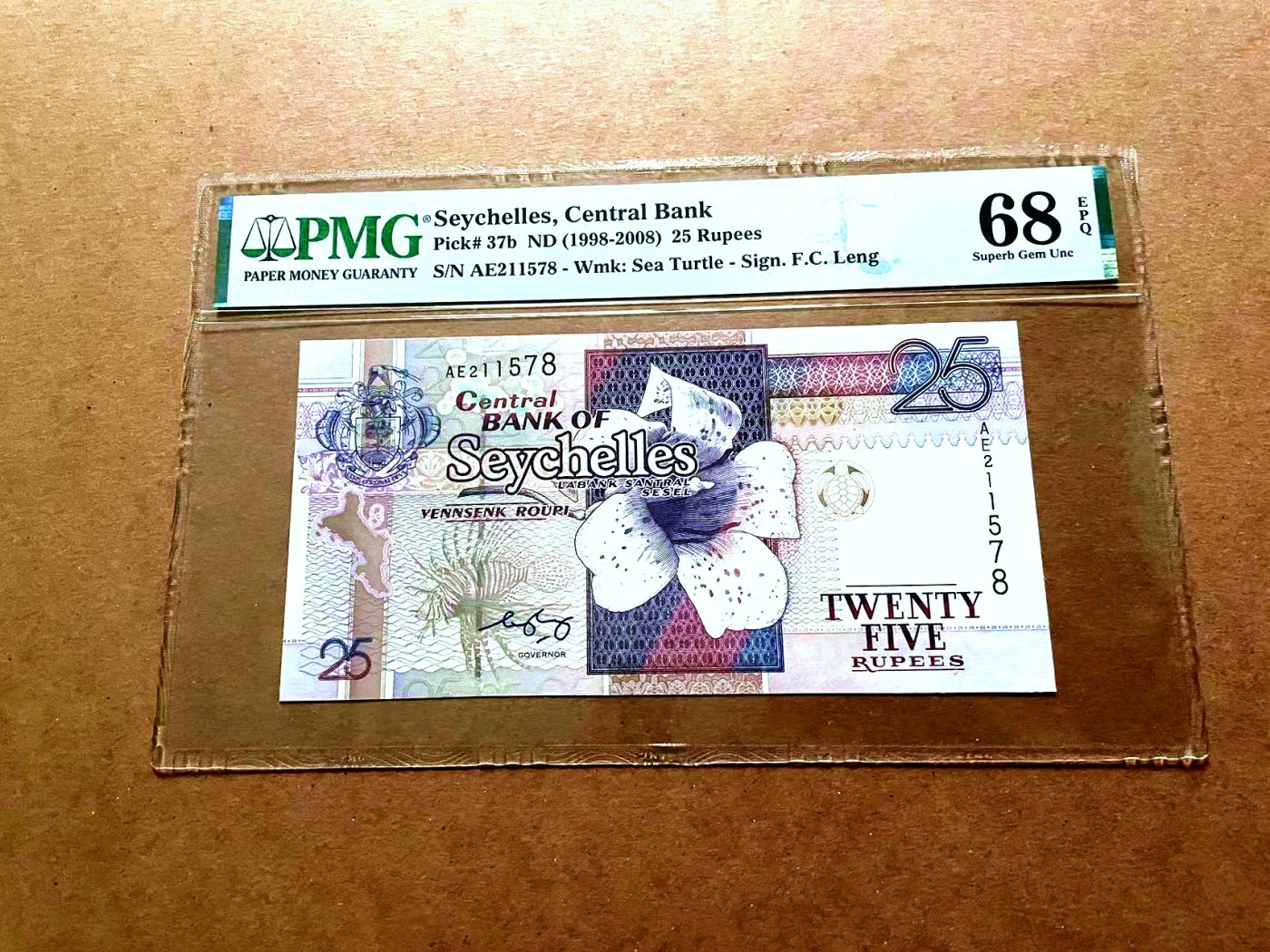 【Blue Auction】✨世界纸币精拍第429期——苍老师专场 PART2 塞舌尔 1998-08年25卢比 PMG68EPQ 超高分