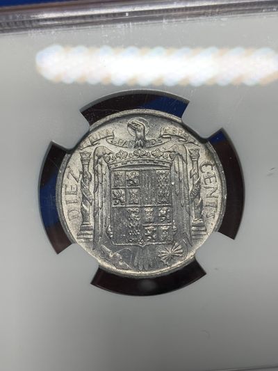 《竞宝斋》第239场-周日，周一 年终拍场 (全场包邮) NGC MS63 西班牙1953年10分唐吉坷德勇士铝币