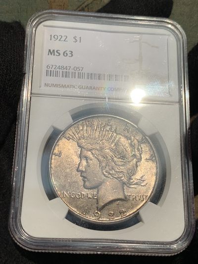 《竞宝斋》第239场-周日，周一 年终拍场 (全场包邮) NGC-MS63 美国1922和平鸽1美元银币
