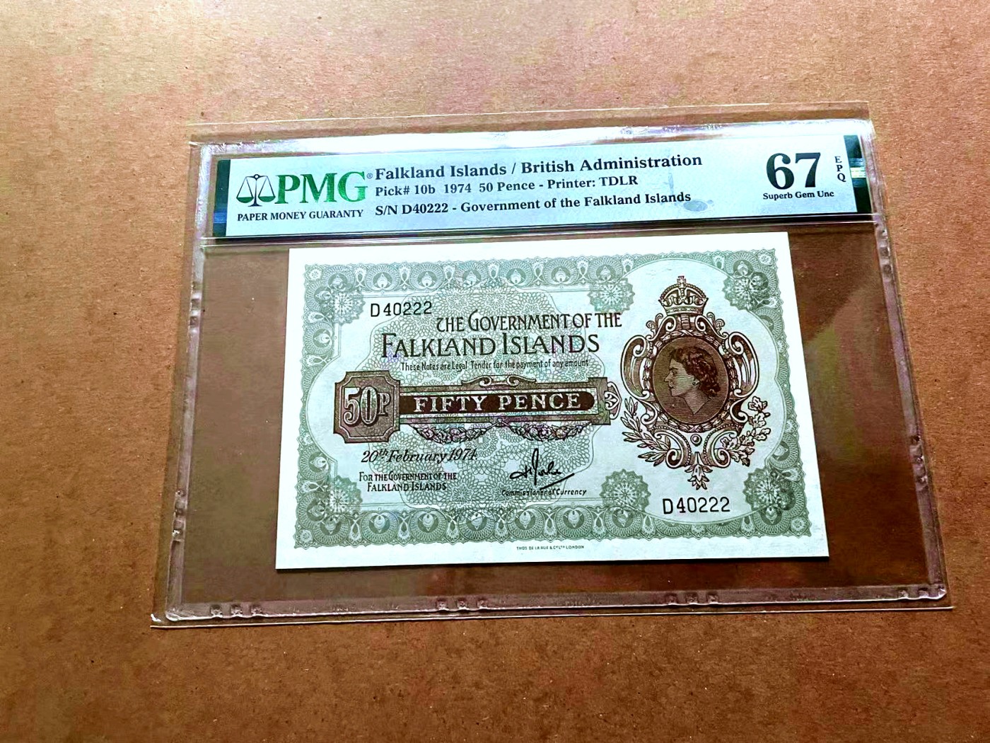 【Blue Auction】✨世界纸币精拍第429期——苍老师专场 PART2 【222豹子号】福克兰群岛 1974年50便士 PMG67EPQ 高分