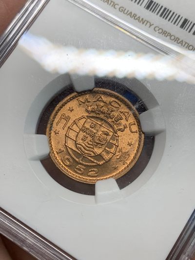 《竞宝斋》第239场-周日，周一 年终拍场 (全场包邮) NGC-MS63RB  澳门首套流通币 1952年1毫 红铜光亮，品相也难得。
