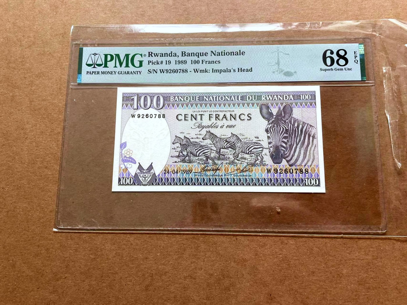 【Blue Auction】✨世界纸币精拍第428期——苍老师专场 PART1 【88尾】卢旺达 1989年100法郎 PMG68EPQ 高分