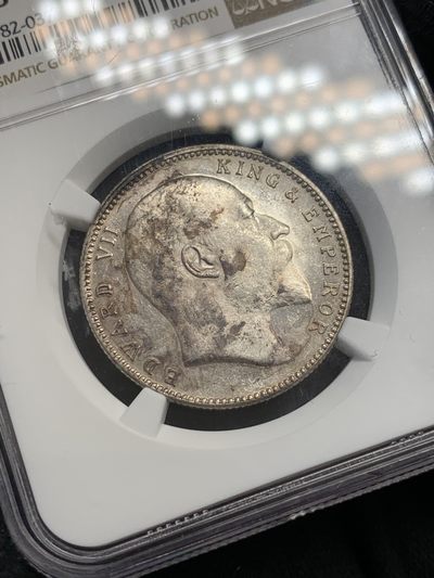 《竞宝斋》第239场-周日，周一 年终拍场 (全场包邮) NGC-MS63 英属印度 1903年 爱德华七世 1卢比 银币 带彩少见