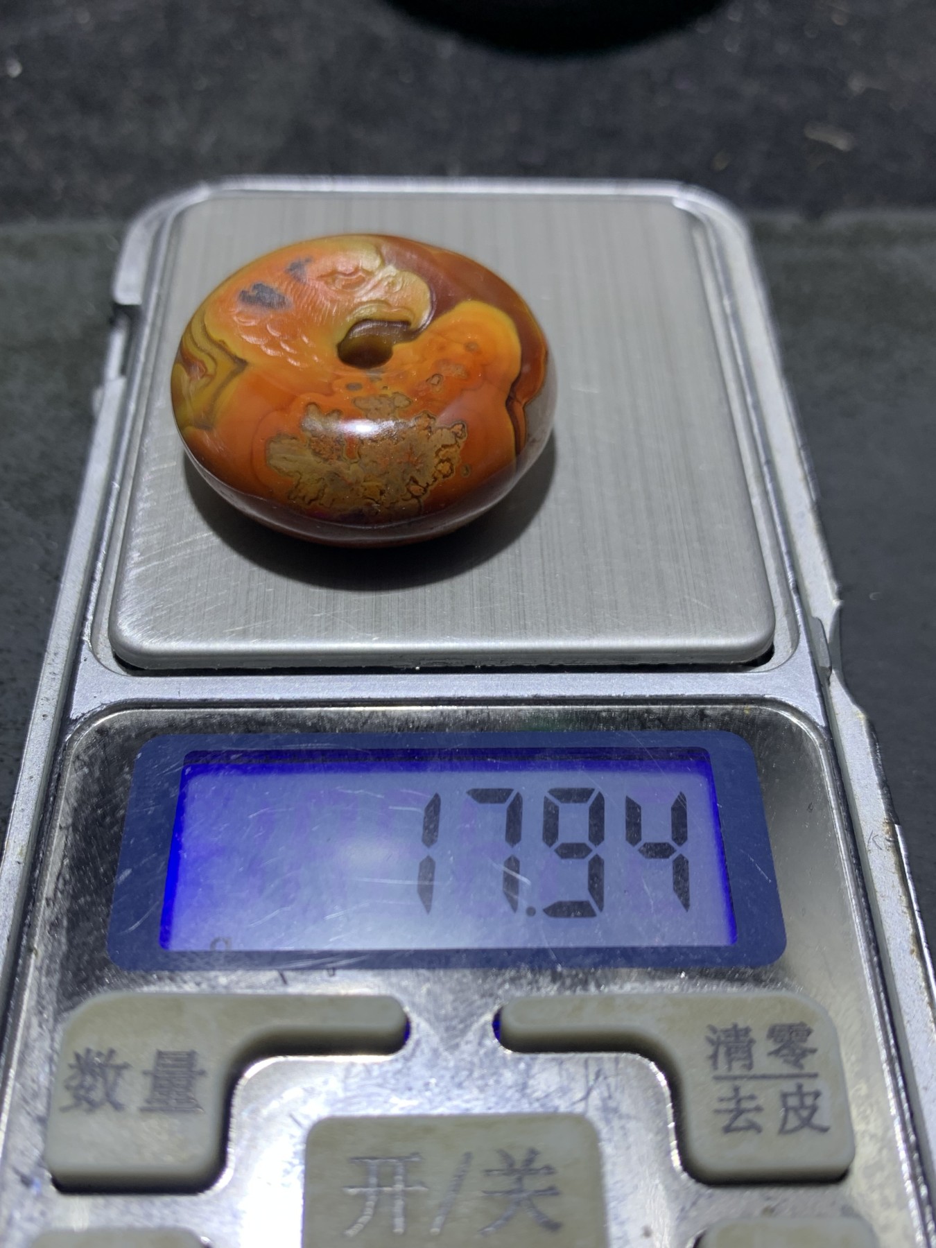 精美亚光高玉化冰飘战国红玛瑙手工俏色巧雕雄鹰平安扣一个