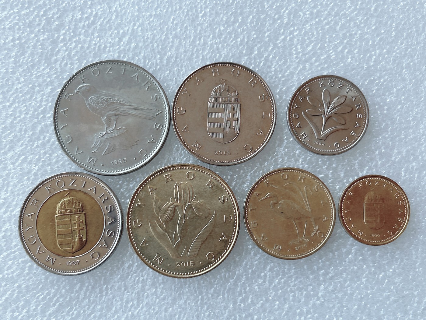 第一海外回流一元起拍收藏 散币专场 第62期 匈牙利1-50福林硬币7枚一套 包含1枚双色币