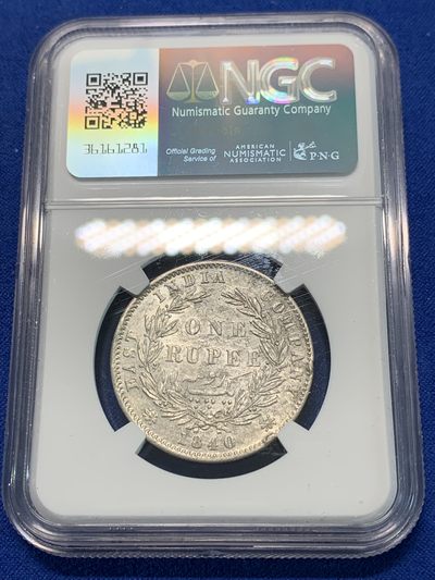 《竞宝斋》第239场-周日，周一 年终拍场 (全场包邮) NGC AUD 英属印度1840年维多利亚女王双辫版1卢比银币