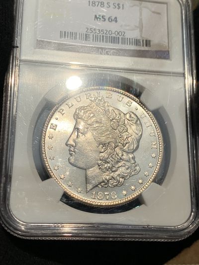 《竞宝斋》第239场-周日，周一 年终拍场 (全场包邮) NGC-MS64 美国 1878年 摩根银币 1美元 摩根首年