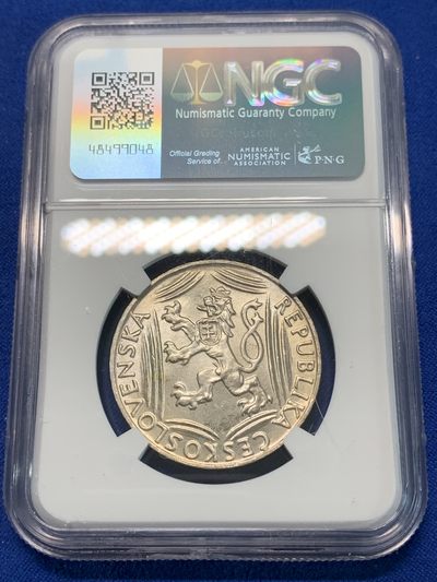 《竞宝斋》第239场-周日，周一 年终拍场 (全场包邮) NGC MS63 捷克斯洛伐克1948年独立30周年纪念100克朗银币