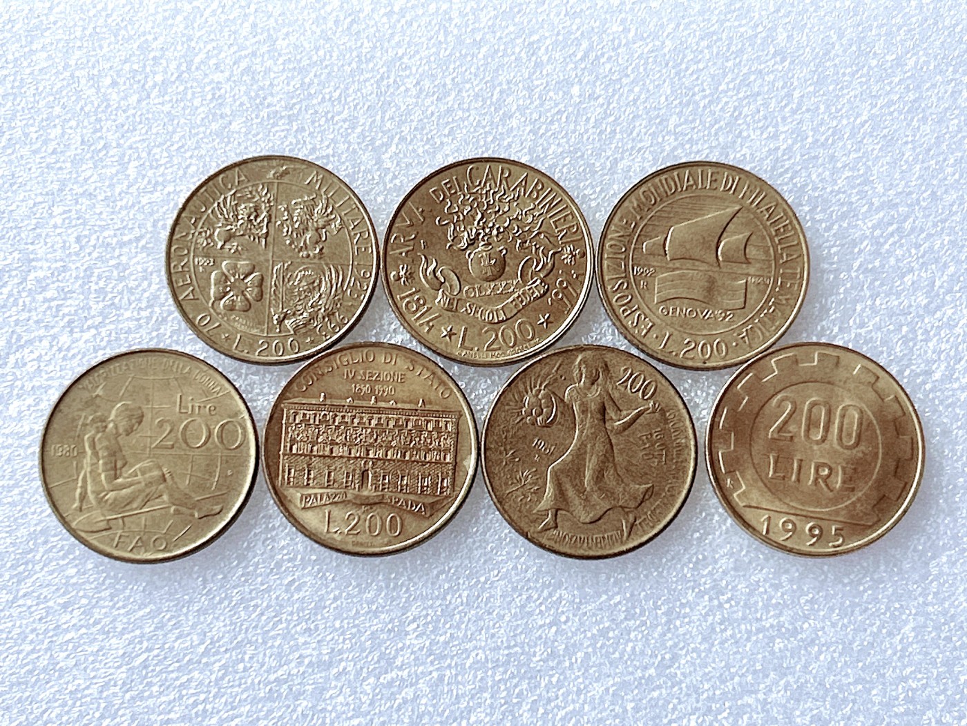 第一海外回流一元起拍收藏 散币专场 第62期 意大利200里拉铜币 一组7枚