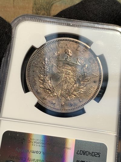 《竞宝斋》第239场-周日，周一 年终拍场 (全场包邮) NGC  MS64 古巴 1897年 女神 1比索银币 双面深彩包浆 1897年古巴独立爱国者在纽约制作的第一枚纪念银币 第一次在钱币上出现古巴盾徽图案 具有非凡意义 热门品种