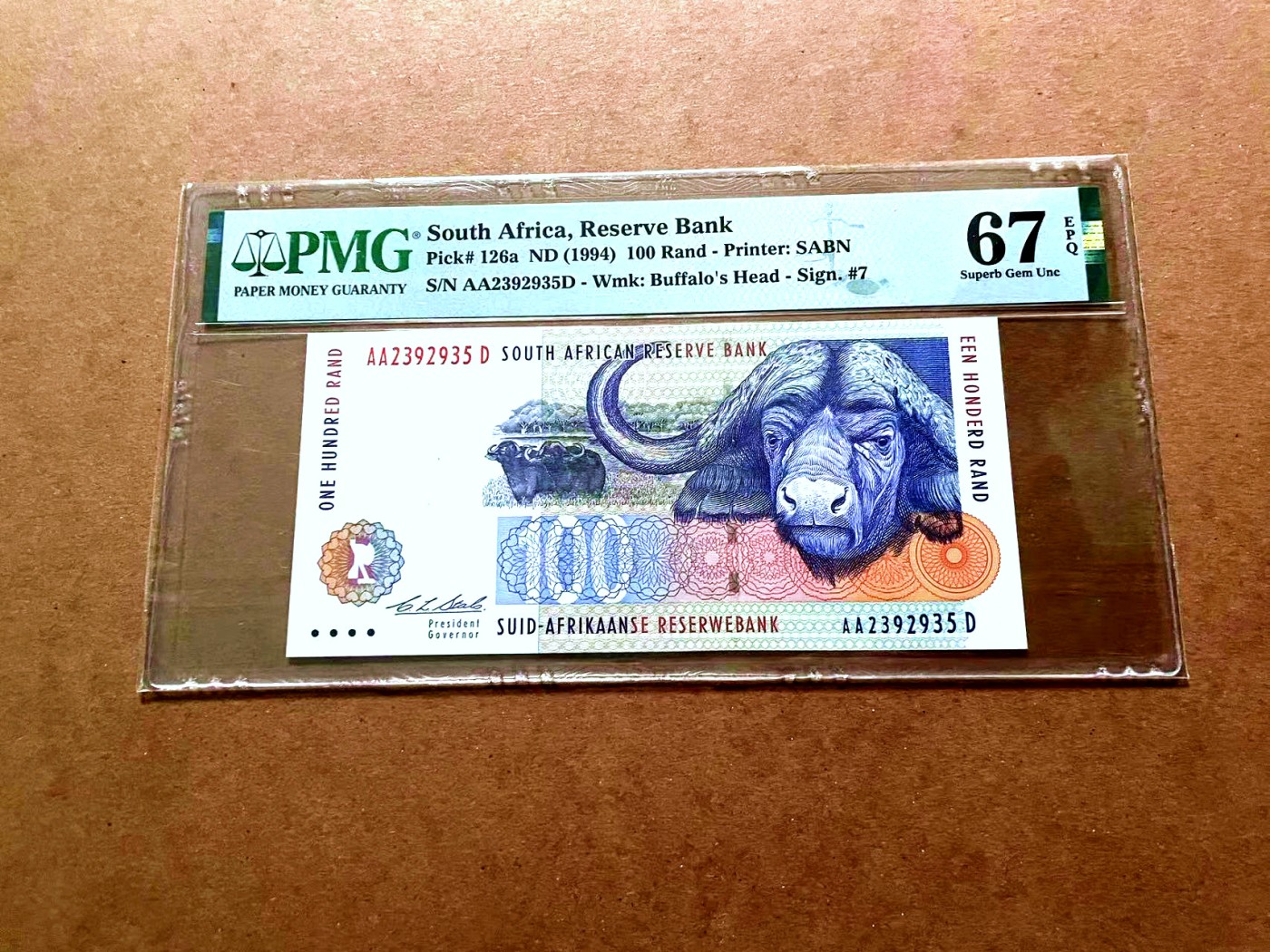 【Blue Auction】✨世界纸币精拍第429期——苍老师专场 PART2 【AA初版】南非 1994年100兰特 PMG67EPQ 