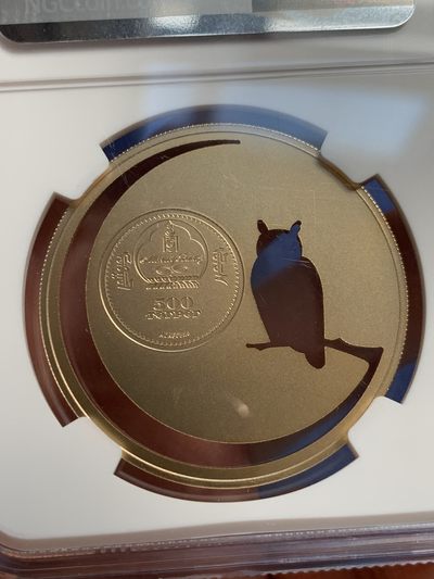 《竞宝斋》第239场-周日，周一 年终拍场 (全场包邮) NGC MS68  蒙古2016年镂空动物系列之猫头鹰镀金银币亚军分 发行量2500枚 设计独特 带原盒证