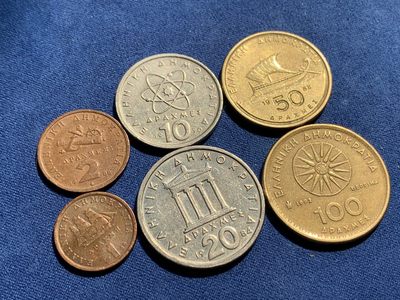 《竞宝斋》第239场-周日，周一 年终拍场 (全场包邮) 6枚一组 80年代希腊流通币一套