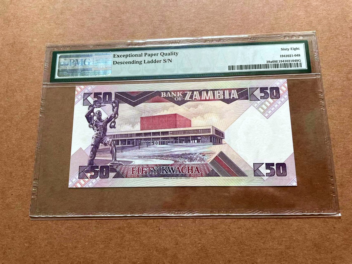 【Blue Auction】✨世界纸币精拍第428期——苍老师专场 PART1 【654321倒阶梯号】赞比亚 1986-88年50科瓦查 PMG68EPQ 高分