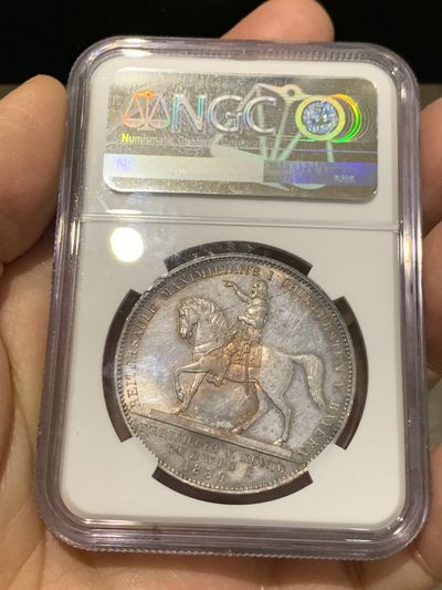 《竞宝斋》第239场-周日，周一 年终拍场 (全场包邮) NGC UNC 德国 1839年 巴伐利亚选帝侯 路德维希一世 2泰勒 大银币 37克的大规格少见品种 包浆底板都很好 性价比来了