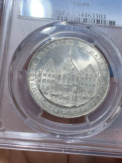 《竞宝斋》第239场-周日，周一 年终拍场 (全场包邮) PCGS-MS65 法兰克福王子议会1863年1泰勒，银光充沛，高分好品。
