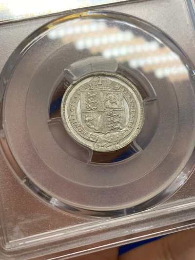 《竞宝斋》第239场-周日，周一 年终拍场 (全场包邮) PCGS-MS61 英国1887年维多利亚女王6便士银币 盾徽版