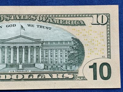 《竞宝斋》第239场-周日，周一 年终拍场 (全场包邮) UNC 全新 未流通 无软折 美国 2013年 新版10美元纸币 尾999豹子号