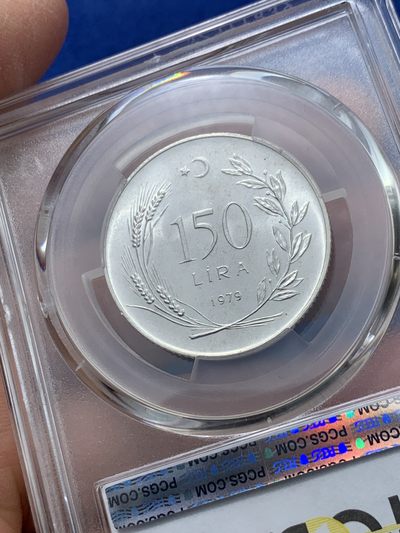 《竞宝斋》第239场-周日，周一 年终拍场 (全场包邮) PCGS金盾 MS65 土耳其1979年美女头像FAO纪念150里拉银币