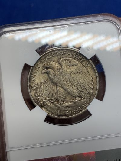 《竞宝斋》第239场-周日，周一 年终拍场 (全场包邮) NGC-MS63 美国 1945年 半美元 银币 厚重的灰黑色包浆 状态难得