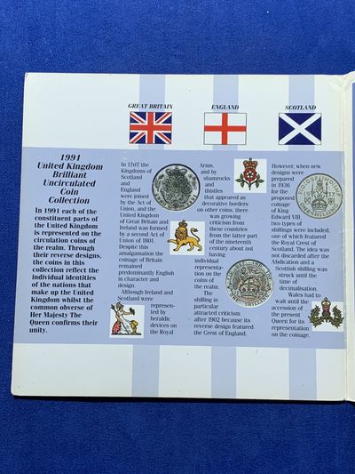 《竞宝斋》第239场-周日，周一 年终拍场 (全场包邮) 英国1991年硬币套装，共7枚