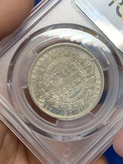 《竞宝斋》第239场-周日，周一 年终拍场 (全场包邮) PCGS-MS61 英国1887年维多利亚女王半克朗银币 底板带PL光 感觉低评
