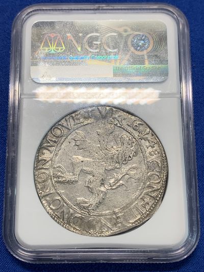 《竞宝斋》第239场-周日，周一 年终拍场 (全场包邮) NGC MS62 尼德兰1648年坎彭市雄狮1L打制银币