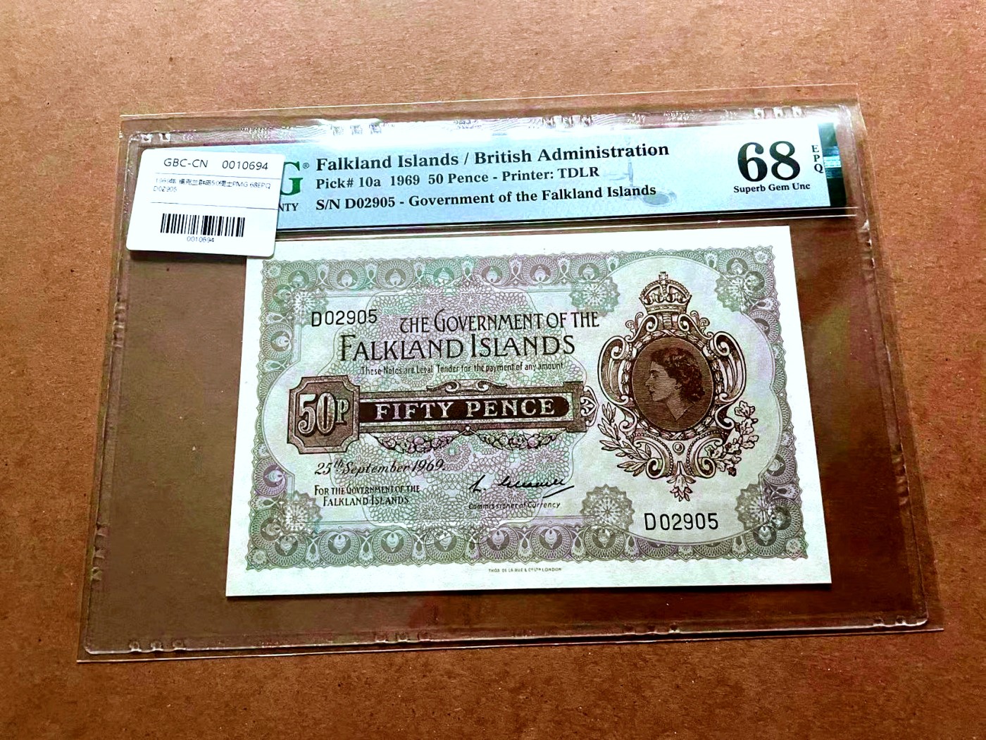 【Blue Auction】✨世界纸币精拍第429期——苍老师专场 PART2 【无47】福克兰群岛 1969年50便士 PMG68EPQ 超高分