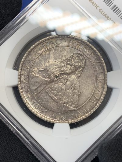 《竞宝斋》第239场-周日，周一 年终拍场 (全场包邮) NGC-MS62 圣马力诺 1931年 20里拉银币 漂亮的锦盒彩包浆 难得好状态