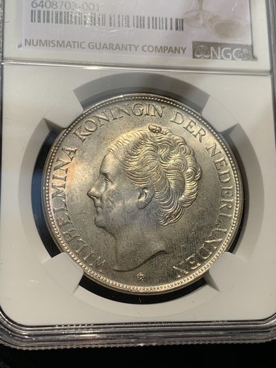 《竞宝斋》第239场-周日，周一 年终拍场 (全场包邮) NGC-MS63 1944-D荷属库拉索2.5盾大银币 原光好品 潜力品种