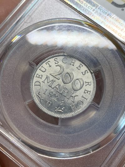 《竞宝斋》第239场-周日，周一 年终拍场 (全场包邮) PCGS MS64 德国1923年魏玛200马克铝币 细节清晰